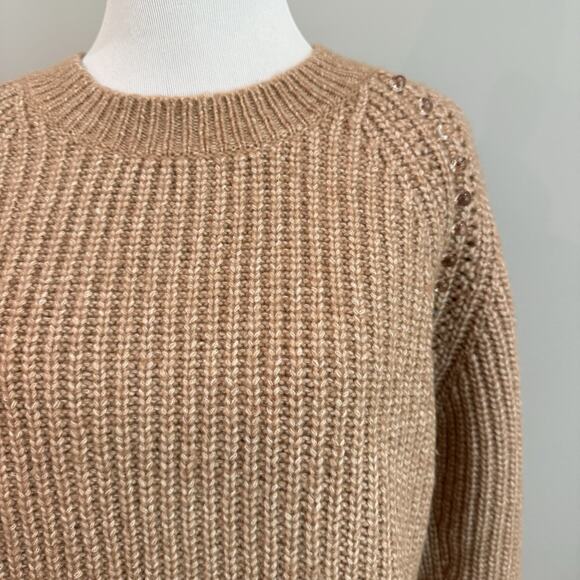 See By Chloe Sweater Women's Size Large Tan Pullover Wool Quiet Luxury Old Money - Picture 8 of 15